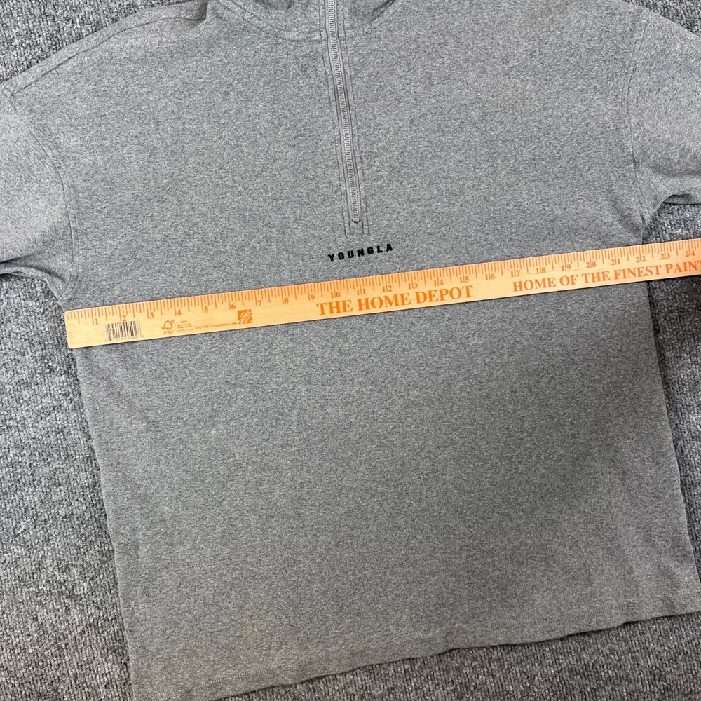 YoungLA 1/4 Zip Sweatshirt Mens M Gray Pullover Fleece Performance Sweater - Picture 9 of 10